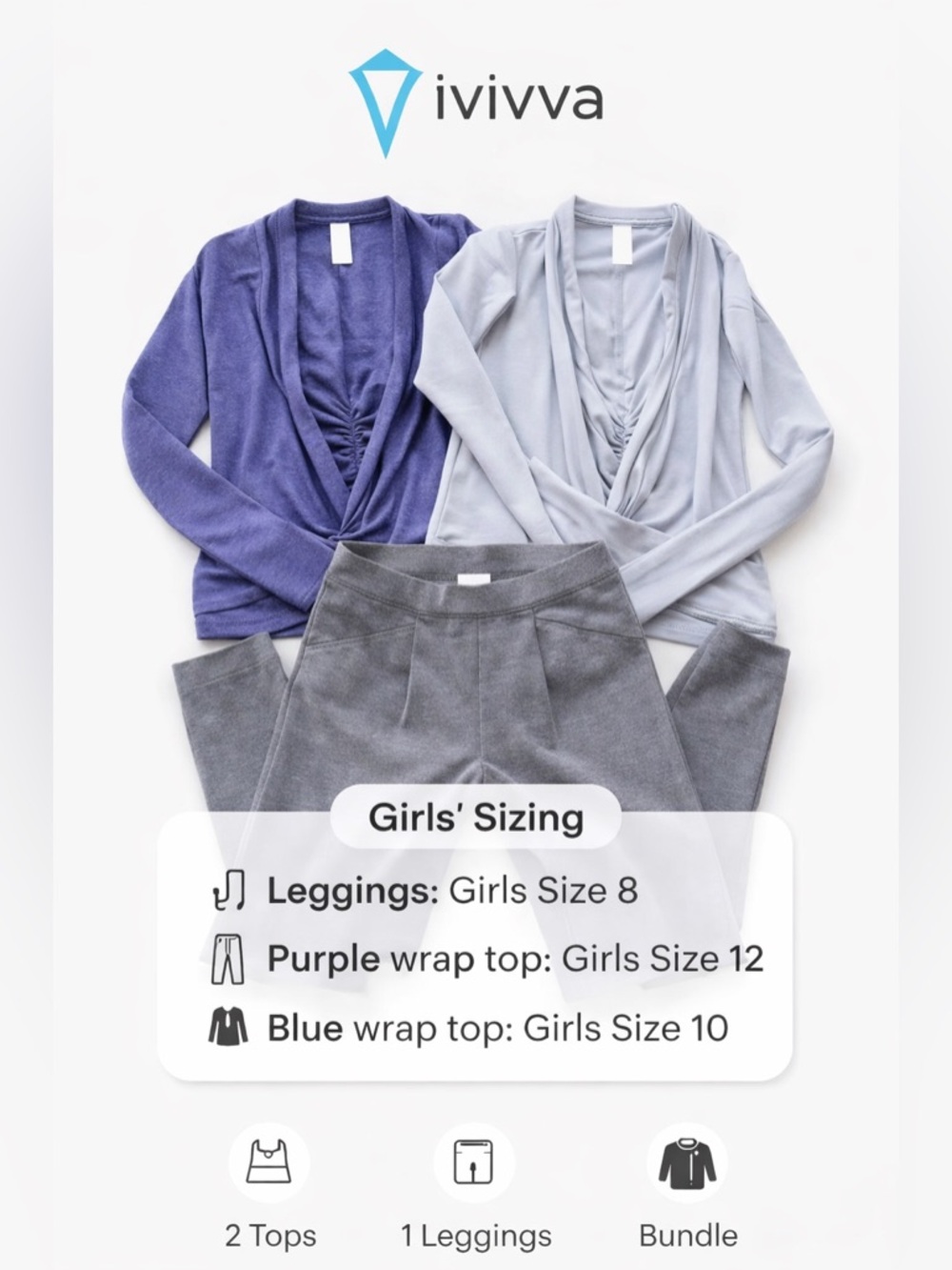 Ivivva Heathered Blue Activewear Top Leggings Set Activewear Sz 8 10 12